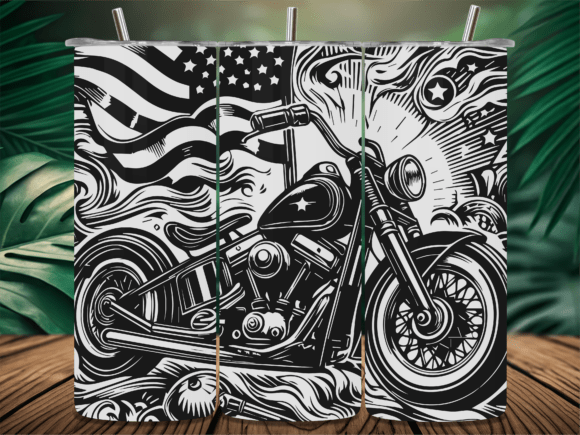 American Flag Motorcycle Tumbler Graphics