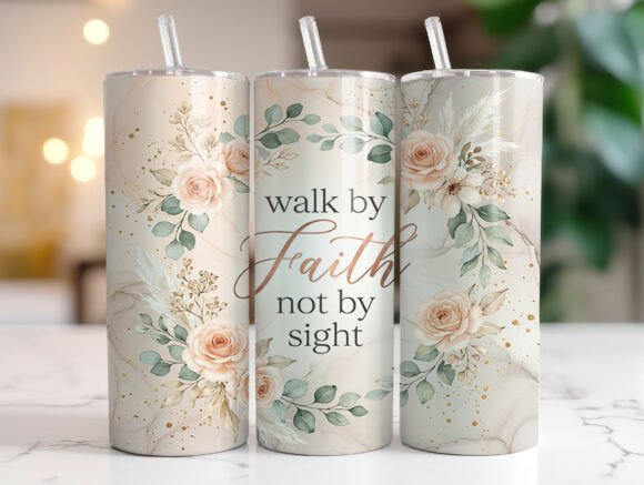 Boho Floral Christian Tumbler Wrap PNG
