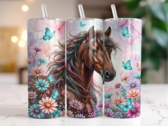 Boho Horse Wildflower Tumbler Wraps Graphics Review
