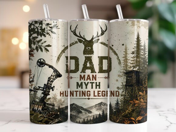 Camo Hunting Dad Skinny Tumbler Wrap