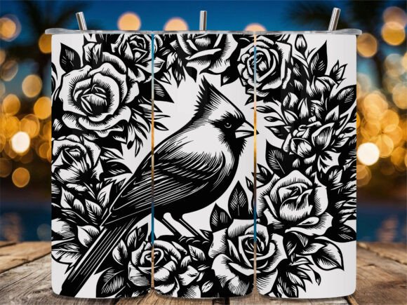 Cardinal Rose Floral Tumbler: Graphics for Crafts Projects