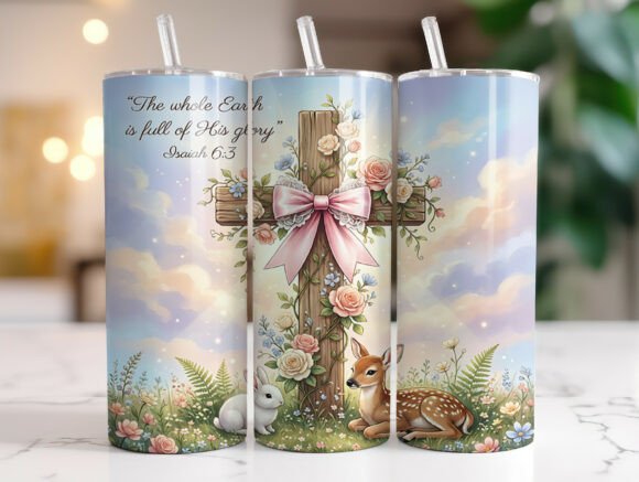 Christian Easter Floral Tumbler Wrap PNG
