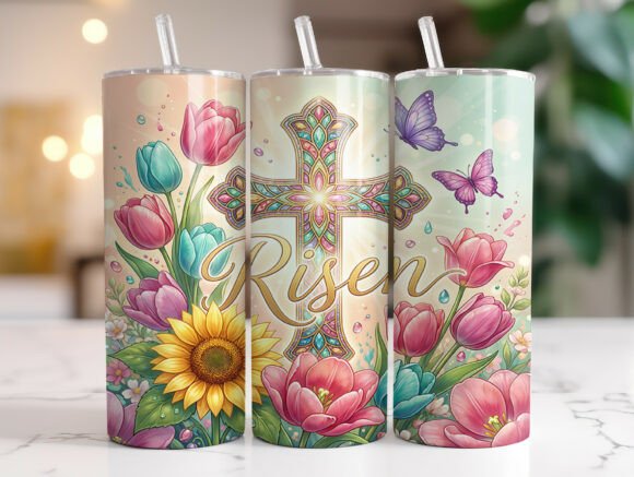 Christian Easter Risen Cross Tumbler PNG