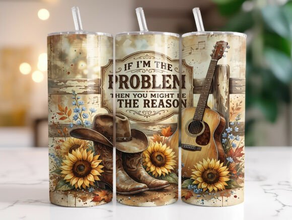 Cowboy if I m the Problem Tumbler Wrap Graphics