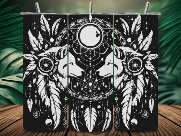 Dreamcatcher Howling Wolf Tumbler
