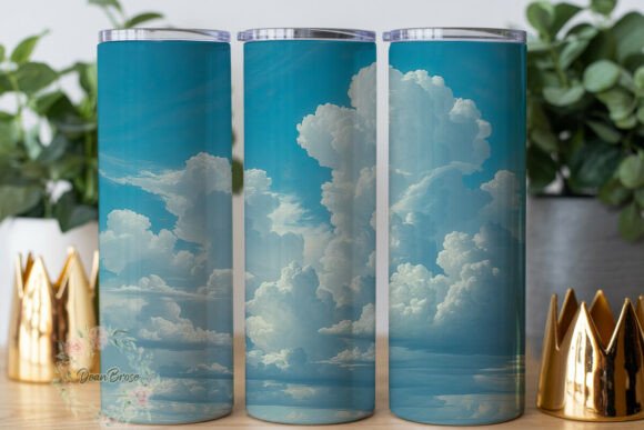 Dreamy Blue Sky Clouds 20oz Tumbler Wrap Graphics
