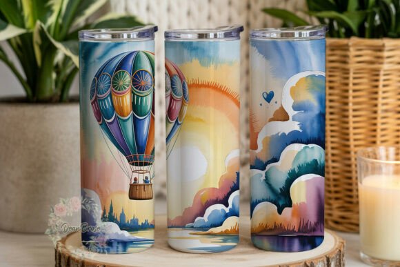 Dreamy Sky Balloon Tumbler Wrap Graphics