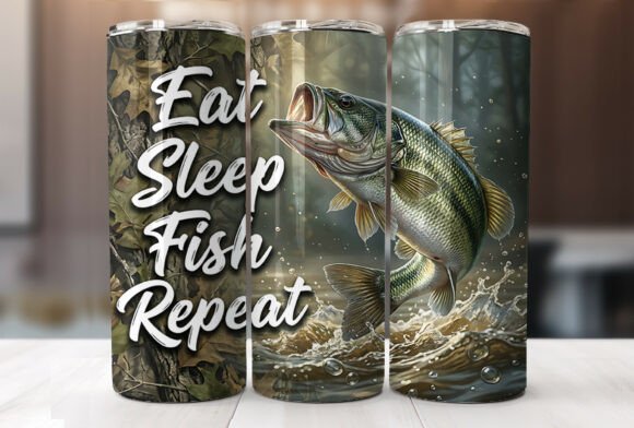 Eat Sleep Fish Repeat Tumbler Graphics