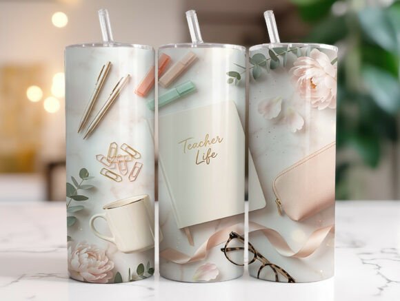 Elegant Teacher Life Tumbler Wrap Graphics