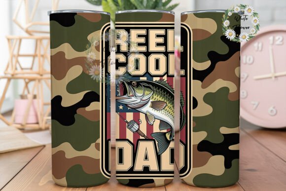 Fishing Dad Patriotic 20oz Tumbler Wrap Graphics