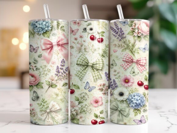 Floral Bow Butterfly Cherry: Tumbler Wraps Graphics Review