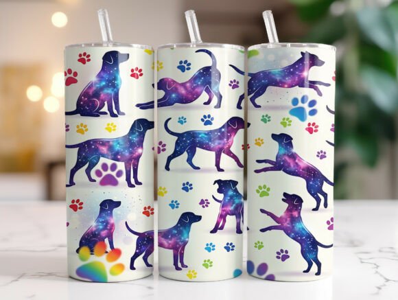 Galaxy Dog Paw Print Tumbler Wrap Graphics