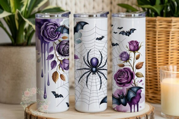 Gothic Purple Spider Rose 20oz Tumbler Graphics