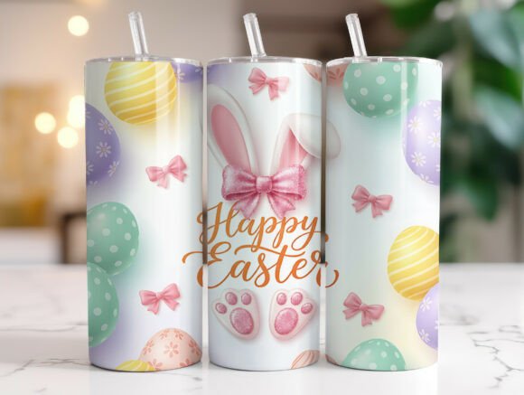 Happy Easter 20 Oz Tumbler Wrap PNG Graphics
