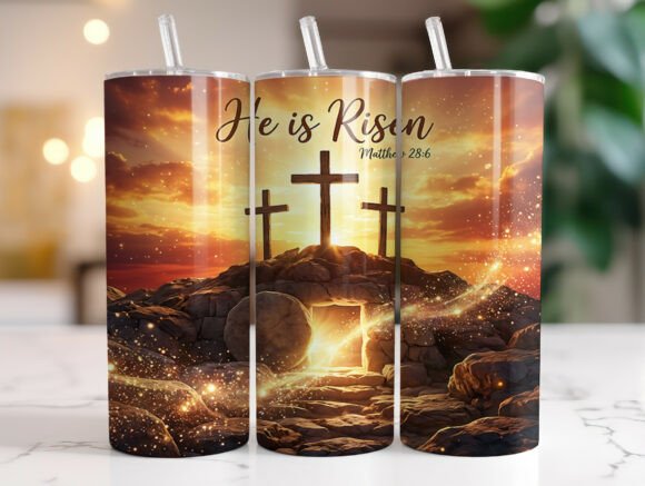 He is Risen Cross Christian Tumbler Wrap