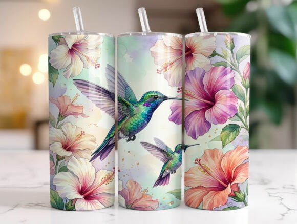Hummingbird Hibiscus Floral 20oz Tumbler Graphics