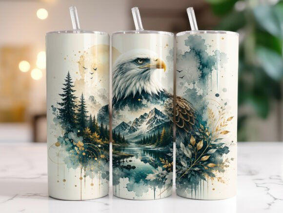 Majestic Eagle Mountain 20oz Tumbler PNG – Graphics for Tumbler Wraps