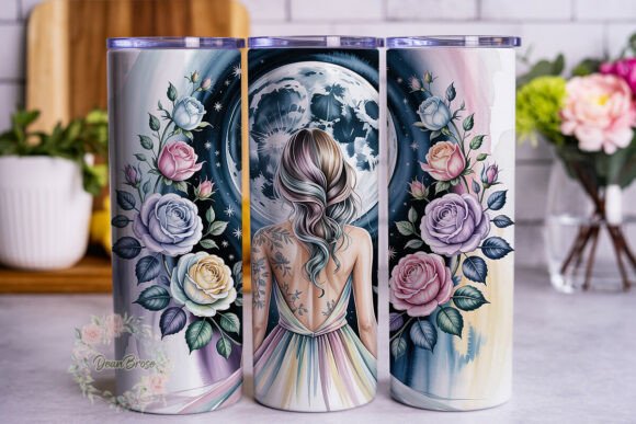 Mystical Moonlight Rose 20oz Tumbler Wraps Graphics
