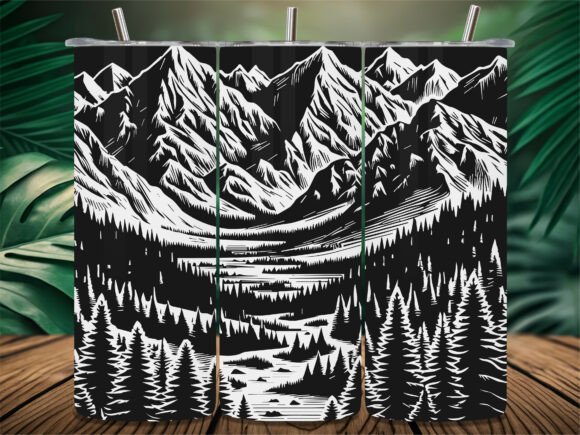 Nature Mountain Range Art Tumbler: Graphics & Crafts for Branding