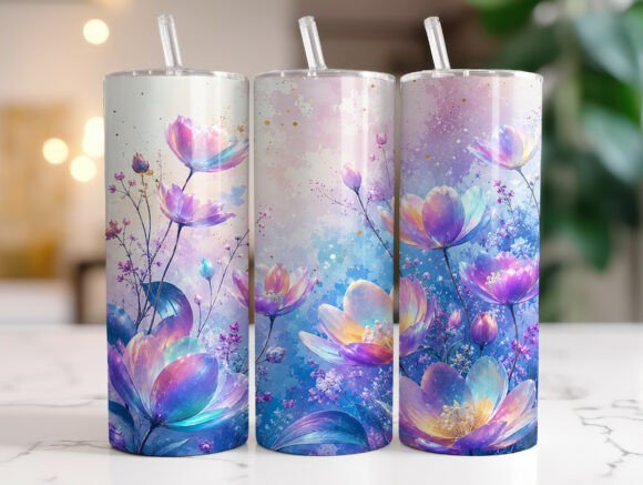Pastel Floral Tumbler Wrap Sublimation Graphics