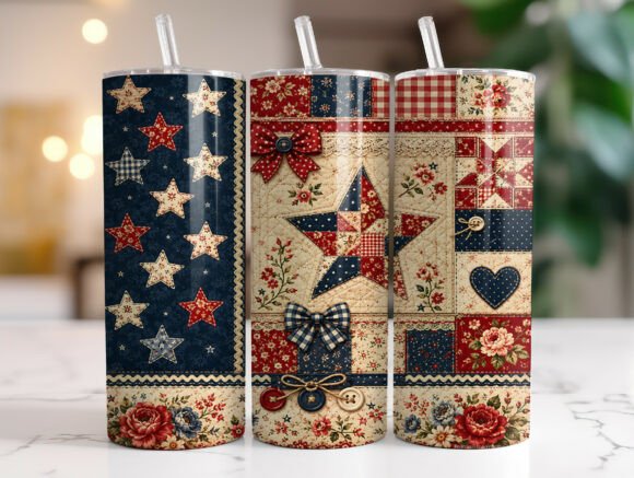 Patriotic Quilt 20oz Tumbler Wrap PNG Review for Sellers