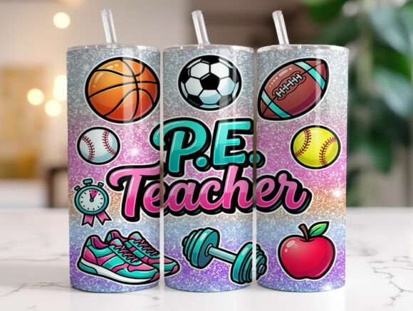 PE Teacher 20oz Skinny Tumbler Wrap Graphics