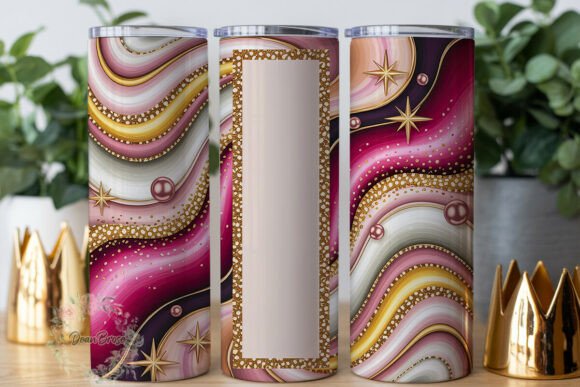 Pink Gold Swirl Name 20oz Tumbler Wrap Graphics