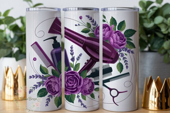 Purple Hair Stylist Floral 20oz Tumbler