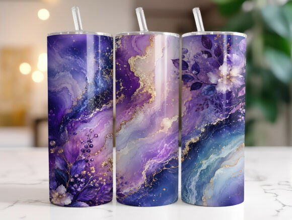 Purple Marble Floral Tumbler Wrap Graphics Review