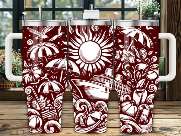 Summer Sun Ocean Trip 40oz Laser Tumbler: Graphics and Crafts for Branding