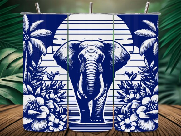 Sunset Safari Elephant Tumbler Graphics for Crafts