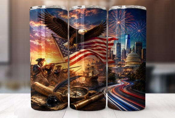 Vintage Patriotic American Tumbler Wrap: Tumbler Wraps & Graphics