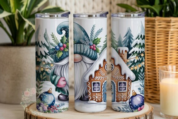 Winter Gnome Gingerbread House Tumbler Graphics